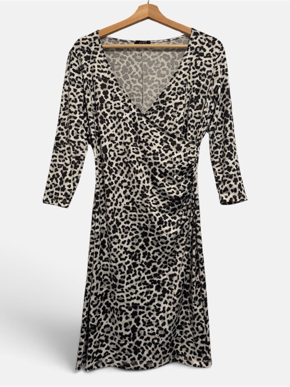Avon Leopard-Print Wrap Dress - Black & Cream